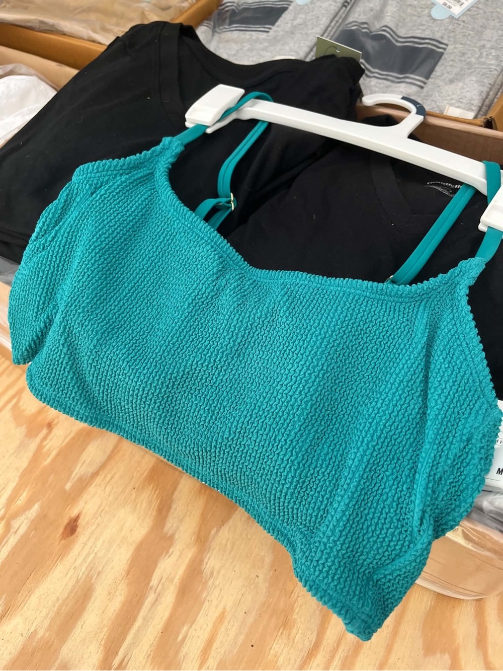 Women’s Textured Knit Crop Tank Top - Teal